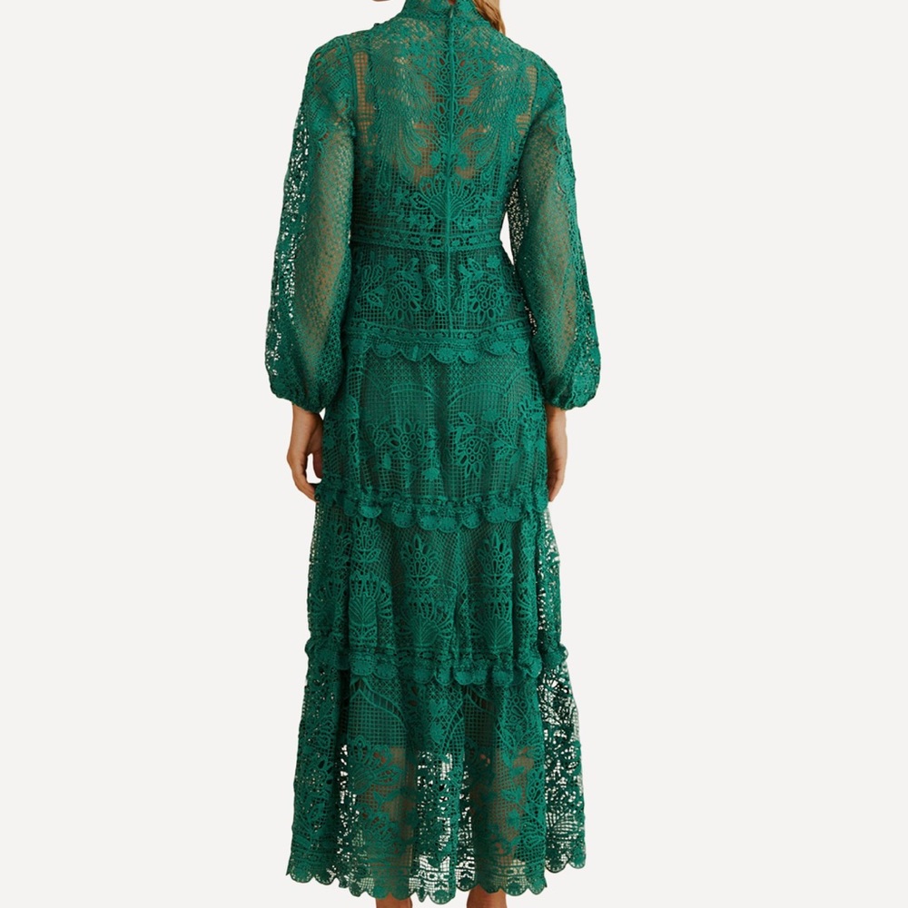 Emerald Green Lace Midi Dress - Women - Picture 3 of 5